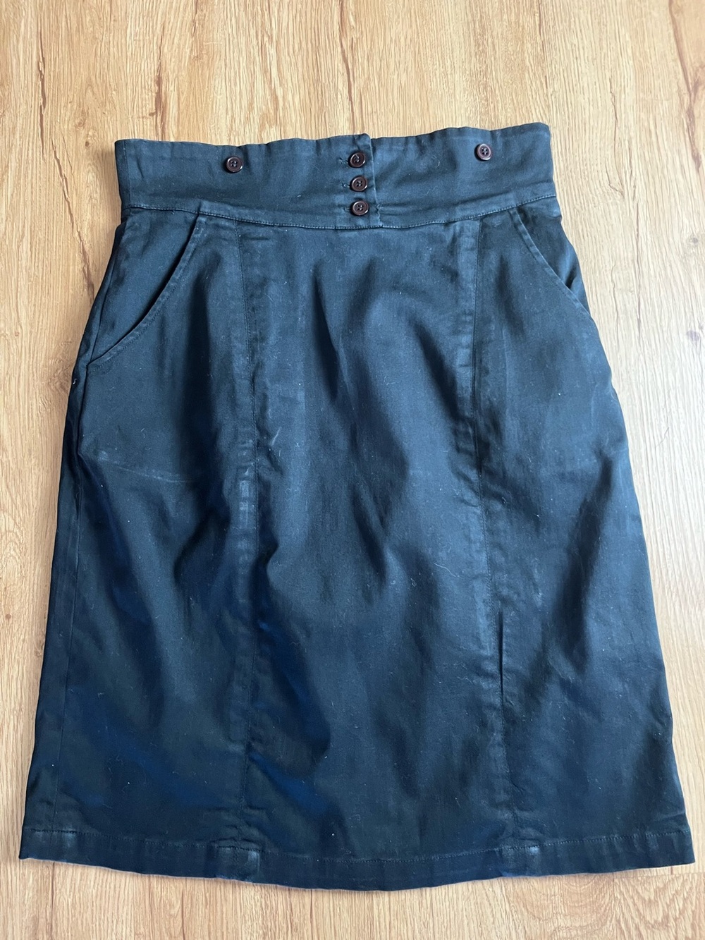 Cordelia Black High Waist Pencil Skirt Size 2 Boutique Tailored Pockets